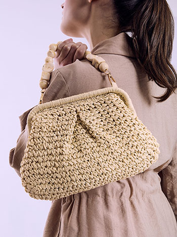 Τσάντα clutch ψάθινη σε μπεζ