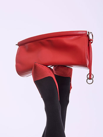 Clutch bag with detachable strap in red