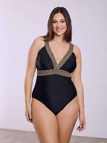 One piece swimsuit with sequins in black