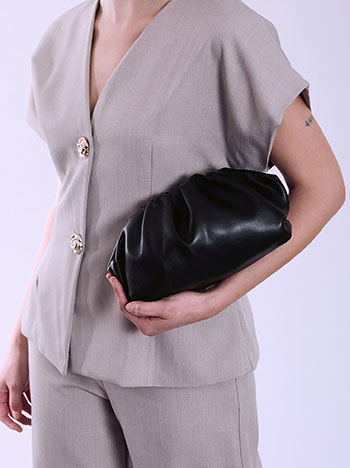 Clutch bag with shirred details in black