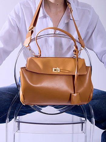 Τσάντα πολυμορφική δερματίνης σε καφέ ανοιχτό