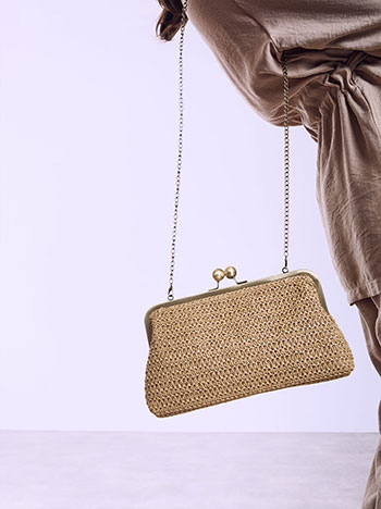 Clutch straw bag in beige