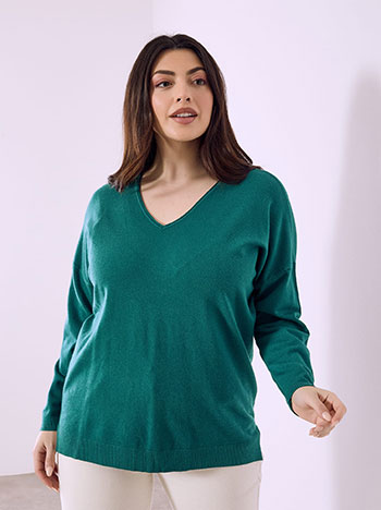 Sweater with side slits in teal