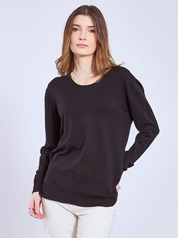 Sweater with scoop neckline in black