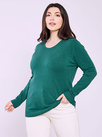 Sweater with scoop neckline in teal