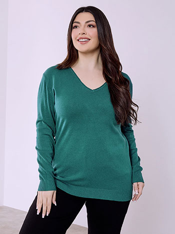 Πουλόβερ με γυριστή λαιμόκοψη σε πετρόλ