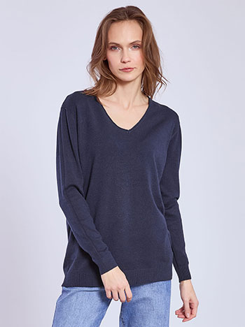 Πουλόβερ με γυριστή λαιμόκοψη σε σκούρο μπλε