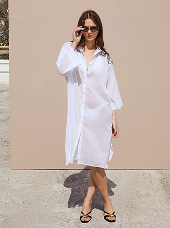 Monochrome kaftan shirt in white