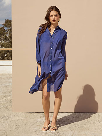 Monochrome kaftan shirt in dark blue