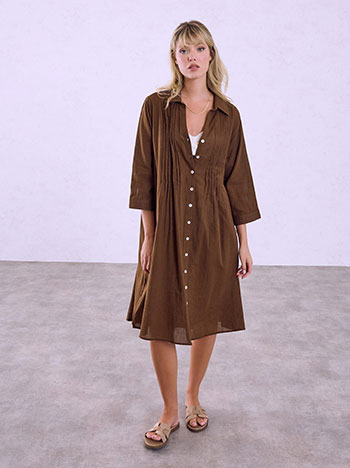 Kaftan dress with side slits in brown