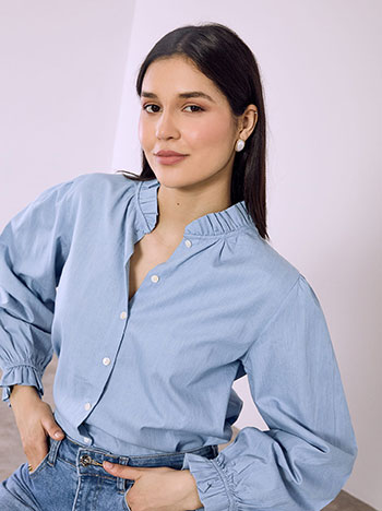 Shirt denim like in sky blue