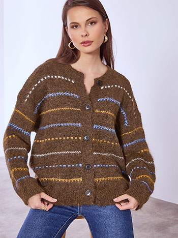 Cardigan with stripes in brown