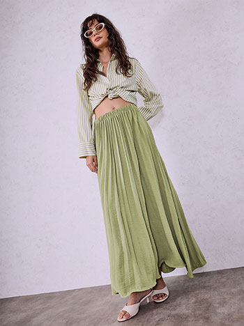 Pleated maxi skirt in khaki