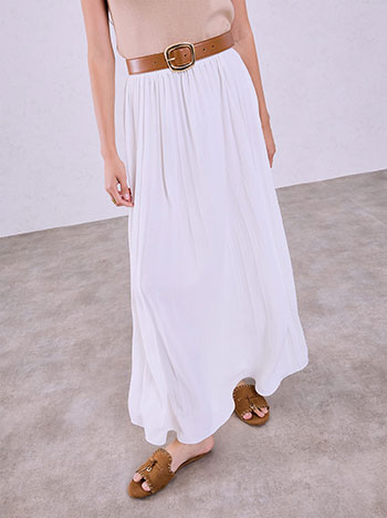 Pleated maxi skirt in white