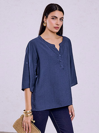 Top with buttons in dark blue