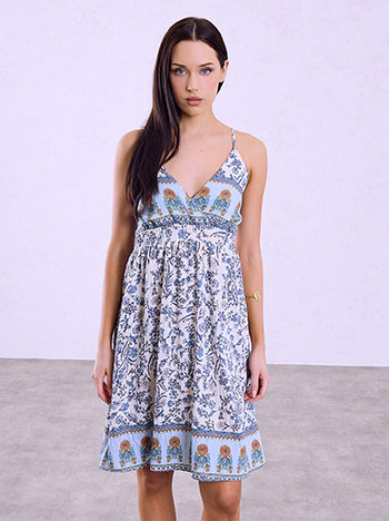 Mini printed dress in light blue