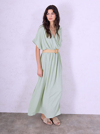 Maxi dress with detachable belt in mint