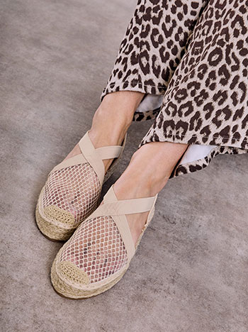 Espadrilles with semi-sheer details in beige