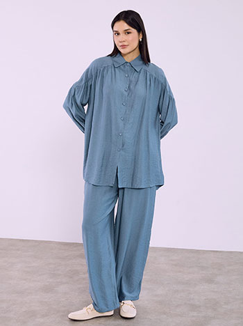 Shirt and trousers with viscose set in blue
