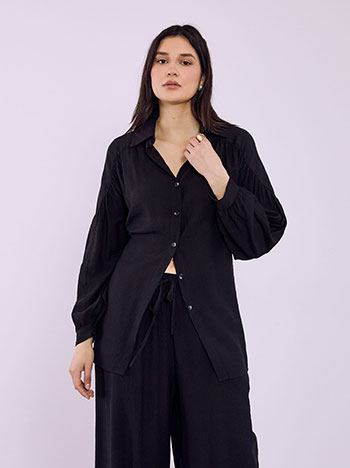 Σετ πουκάμισο και παντελόνι με βισκόζη σε μαύρο