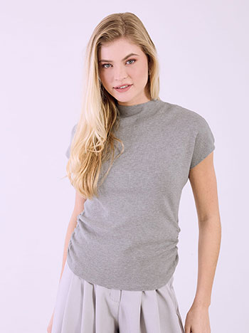 Sweater with side shirred details in grey