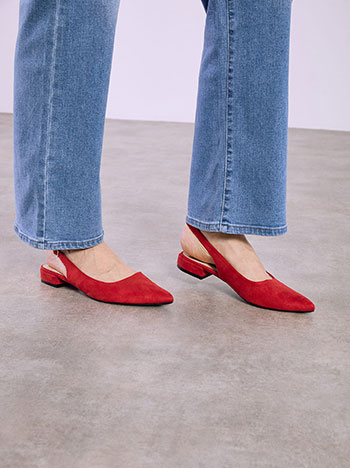 Shoes flat slingback in red