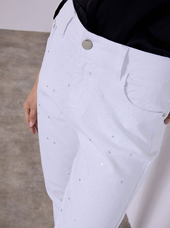 Jeans mom with glitters and butterflies in white