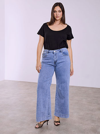 Τζιν wide leg ψηλόμεσο με βαμβάκι σε μπλε ανοιχτό