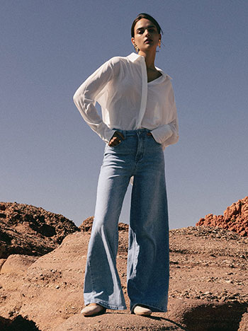 Jeans wide leg in light blue
