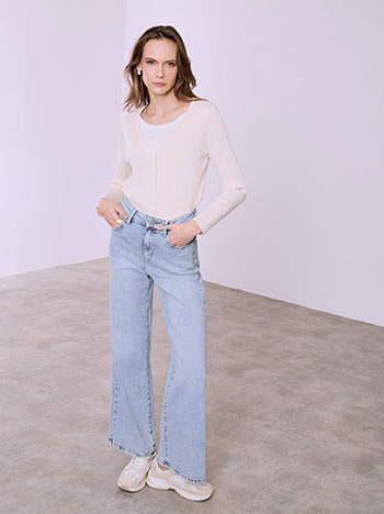 Jeans wide leg in sky blue