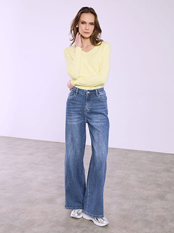 Jeans wide leg with cotton in blue