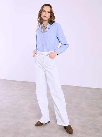 Τζιν wide leg μονόχρωμο σε λευκό