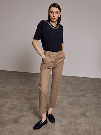 Παντελόνι γραφείου chino σε καφέ ανοιχτό