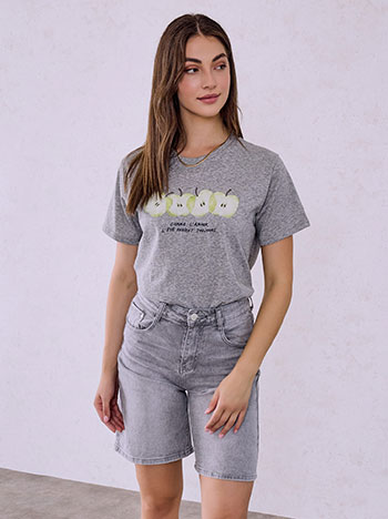 Denim wide leg bermuda trousers in light grey
