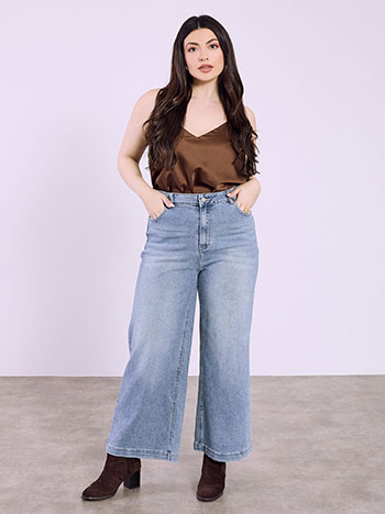 Τζιν wide leg ψηλόμεσο σε μπλε ανοιχτό