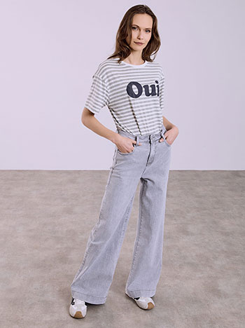 Τζιν ψηλόμεσο wide leg σε γκρι