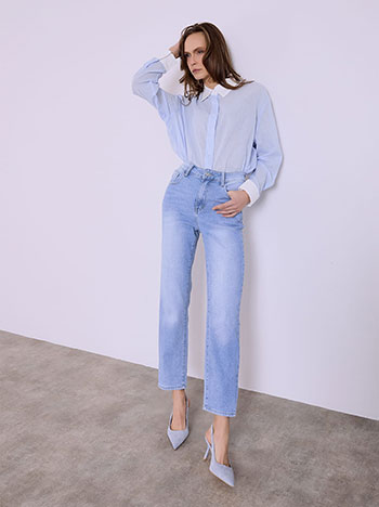Jeans straight leg high waisted in light blue