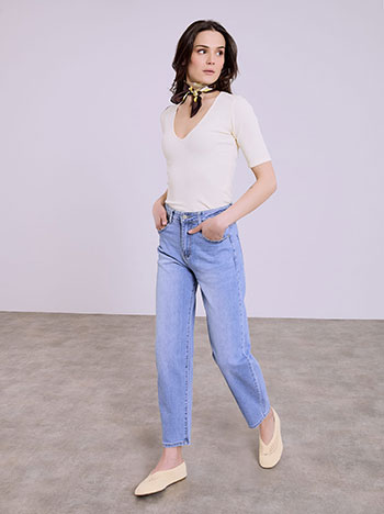 Τζιν baggy ψηλόμεσο σε μπλε