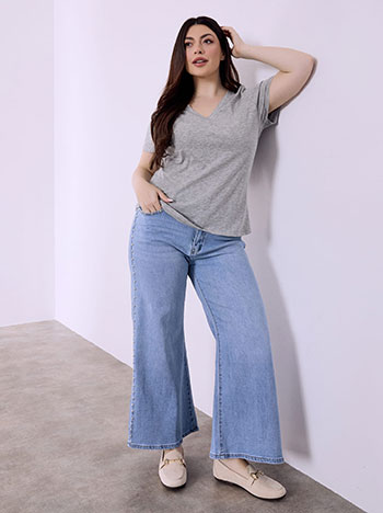 Jeans wide leg with studs in blue