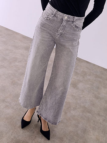 Jeans with studs on the side in grey