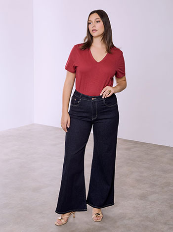 Flare jeans with cotton in dark blue
