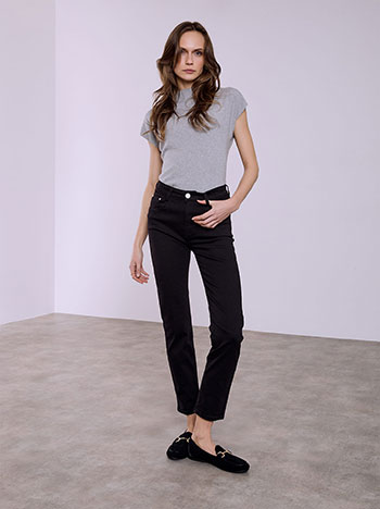 Τζιν skinny μονόχρωμο με βαμβάκι σε μαύρο