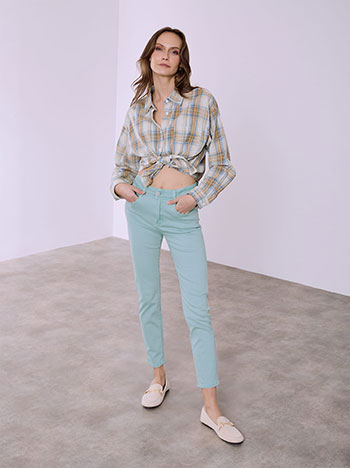 Τζιν skinny μονόχρωμο με βαμβάκι σε βεραμάν