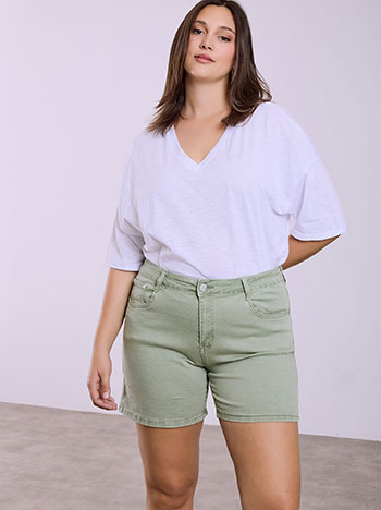 Τζιν σορτς μονόχρωμο σε χακί ανοιχτό