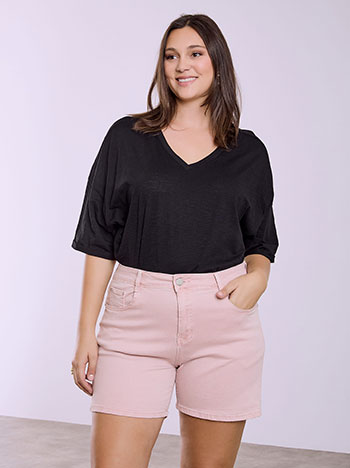 Jeans shorts monochrome in pink