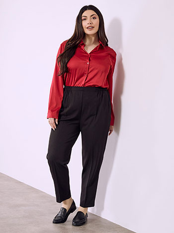Trousers with elastic waistband in black