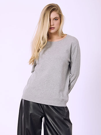 Sweater with rolled up neckline in grey