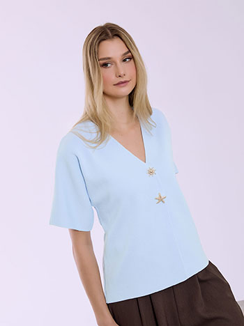 Cardigan with sun and starfish in sky blue