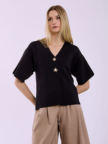 Ζακέτα με κουμπιά ήλιος αστερίας σε μαύρο