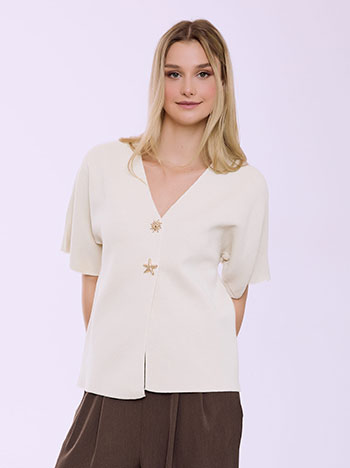 Ζακέτα με κουμπιά ήλιος αστερίας σε μπεζ